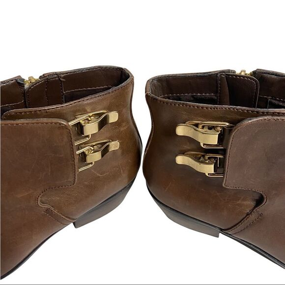 SAM EDELMAN PETER LEATHER ANKLE BOOTS BROWN - Picture 6 of 11